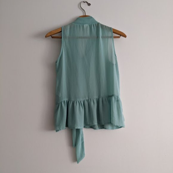 Alternative Apparel Mint Green Blouse with Bow S - Picture 2 of 7